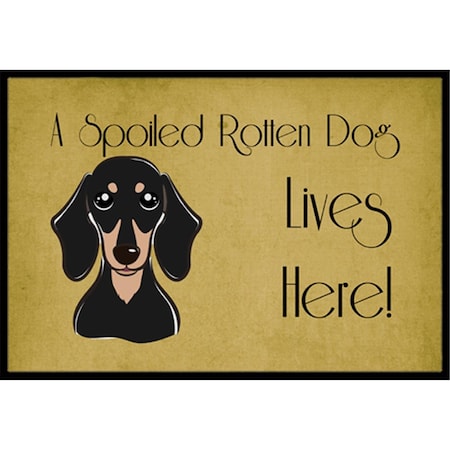 Carolines Treasures Smooth Black And Tan Dachshund Spoiled Dog Lives Here Indoor & Outdoor Mat, 24 x 36 in. CA77448